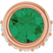14K Rose Natural Emerald & 1/10 CTW Natural Diamond Pendant