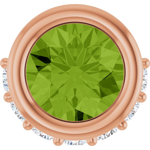 14K Rose Natural Peridot & 1/10 CTW Natural Diamond Pendant