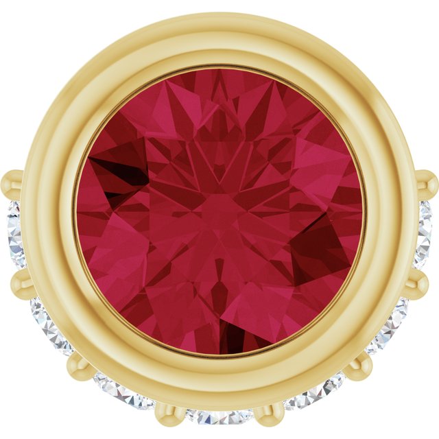 14K Yellow Natural Ruby & 1/10 CTW Natural Diamond Pendant