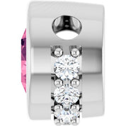14K White Natural Pink Tourmaline & 1/10 CTW Natural Diamond Pendant