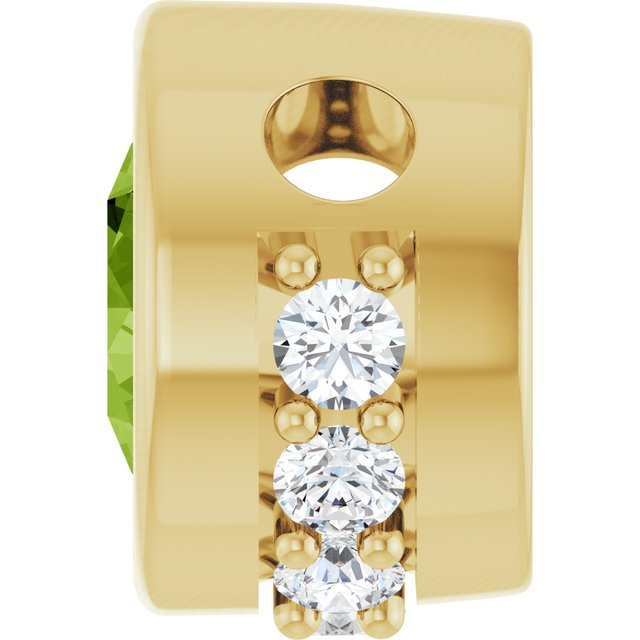 14K Yellow Natural Peridot & 1/10 CTW Natural Diamond Pendant