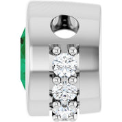 Sterling Silver Natural Emerald & 1/10 CTW Natural Diamond Pendant