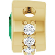 14K Yellow Lab-Grown Emerald & 1/10 CTW Natural Diamond Pendant