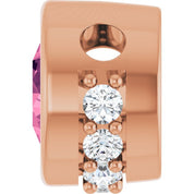 14K Rose Natural Pink Tourmaline & 1/10 CTW Natural Diamond Pendant
