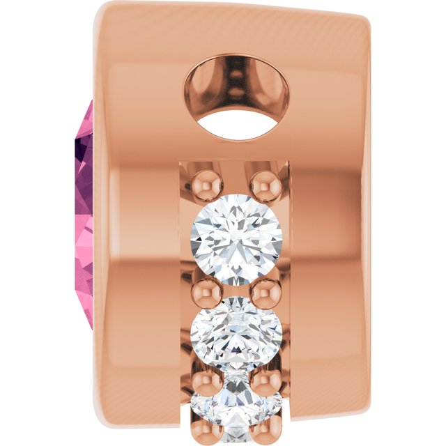 14K Rose Natural Pink Tourmaline & 1/10 CTW Natural Diamond Pendant