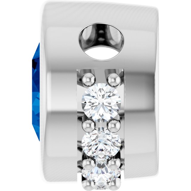 Sterling Silver Lab-Grown Blue Sapphire & 1/10 CTW Natural Diamond Pendant