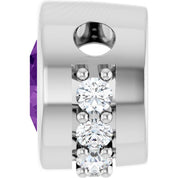 14K White Natural Amethyst & 1/10 CTW Natural Diamond Pendant