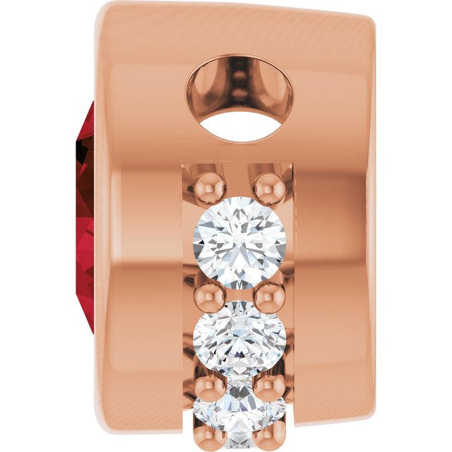 14K Rose Natural Mozambique Garnet & 1/10 CTW Natural Diamond Pendant