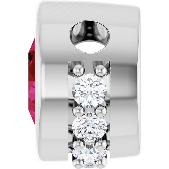 14K White Natural Ruby & 1/10 CTW Natural Diamond Pendant