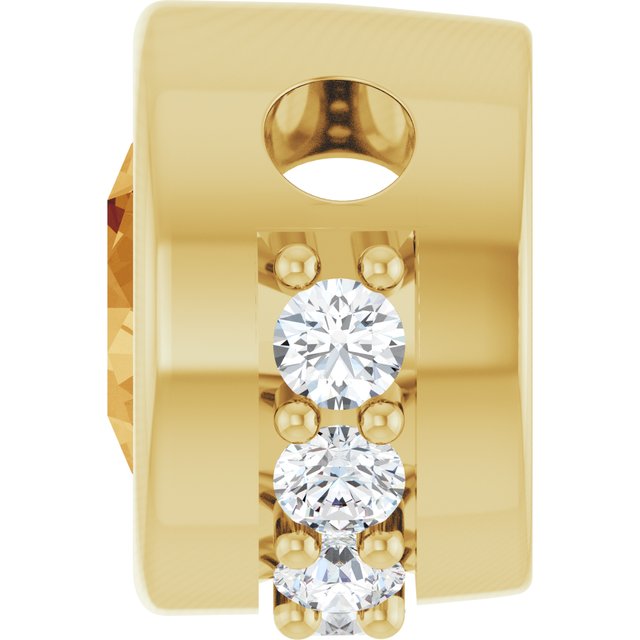 14K Yellow Natural Citrine & 1/10 CTW Natural Diamond Pendant