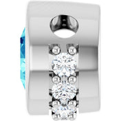 14K White Natural Blue Zircon & 1/10 CTW Natural Diamond Pendant