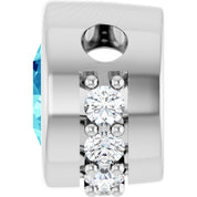 14K White Natural Blue Zircon & 1/10 CTW Natural Diamond Pendant