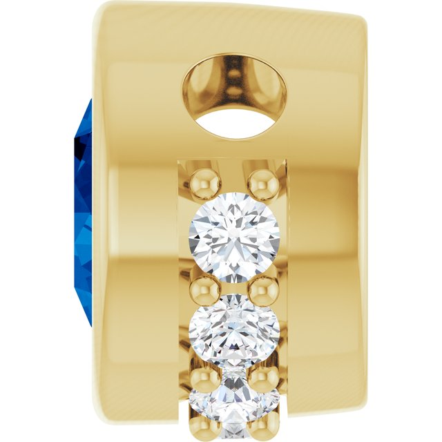 14K Yellow Natural Blue Sapphire & 1/10 CTW Natural Diamond Pendant
