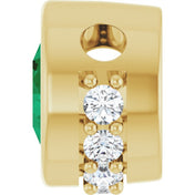 14K Yellow Natural Emerald & 1/10 CTW Natural Diamond Pendant