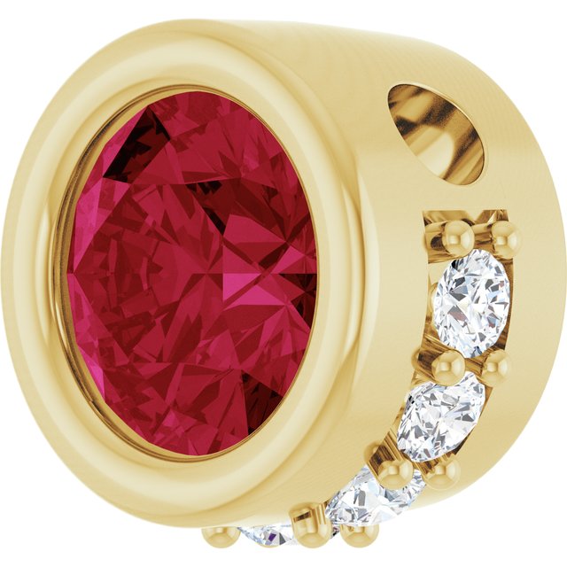 14K Yellow Natural Ruby & 1/10 CTW Natural Diamond Pendant
