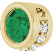 14K Yellow Lab-Grown Emerald & 1/10 CTW Natural Diamond Pendant