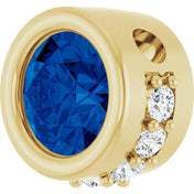14K Yellow Natural Blue Sapphire & 1/10 CTW Natural Diamond Pendant