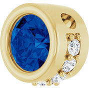 14K Yellow Natural Blue Sapphire & 1/10 CTW Natural Diamond Pendant