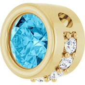 14K Yellow Natural Aquamarine & 1/10 CTW Natural Diamond Pendant