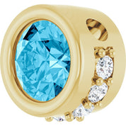 14K Yellow Natural Aquamarine & 1/10 CTW Natural Diamond Pendant