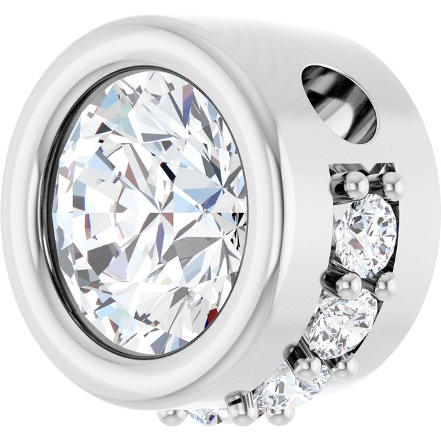 14K White Natural White Sapphire & 1/10 CTW Natural Diamond Pendant
