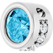14K White Natural Aquamarine & 1/10 CTW Natural Diamond Pendant