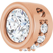 14K Rose Natural White Sapphire & 1/10 CTW Natural Diamond Pendant
