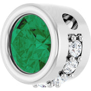 Sterling Silver Natural Emerald & 1/10 CTW Natural Diamond Pendant