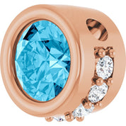 14K Rose Natural Aquamarine & 1/10 CTW Natural Diamond Pendant