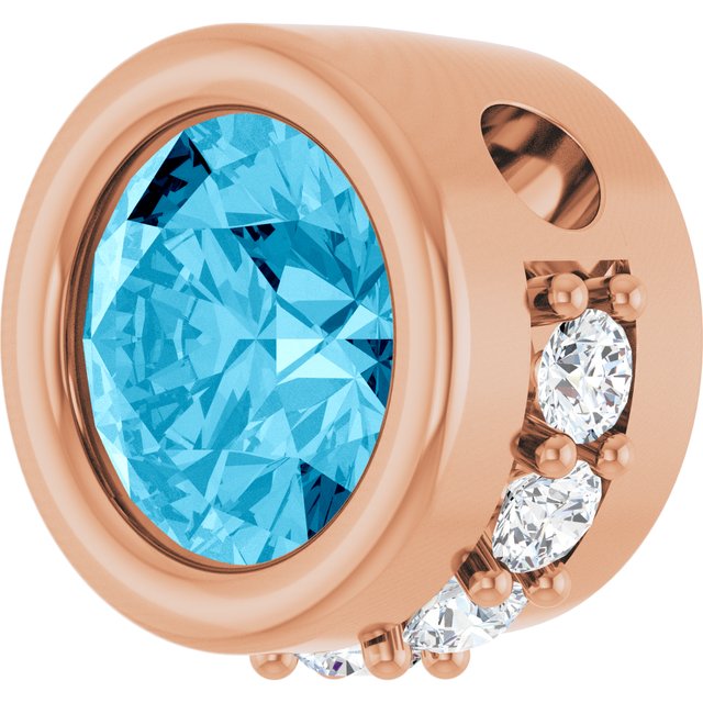 14K Rose Natural Aquamarine & 1/10 CTW Natural Diamond Pendant