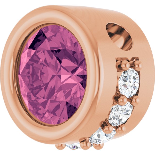 14K Rose Natural Pink Tourmaline & 1/10 CTW Natural Diamond Pendant