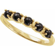 14K Yellow Natural Black Onyx Cabochon Stackable Ring