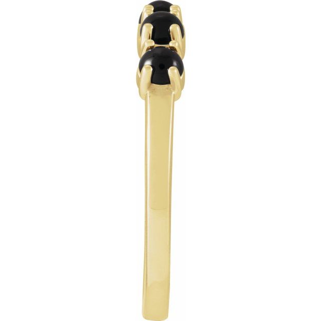 14K Yellow Natural Black Onyx Cabochon Stackable Ring