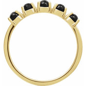 14K Yellow Natural Black Onyx Cabochon Stackable Ring