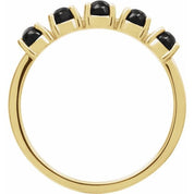 14K Yellow Natural Black Onyx Cabochon Stackable Ring
