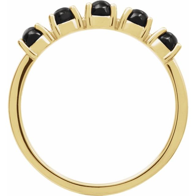 14K Yellow Natural Black Onyx Cabochon Stackable Ring