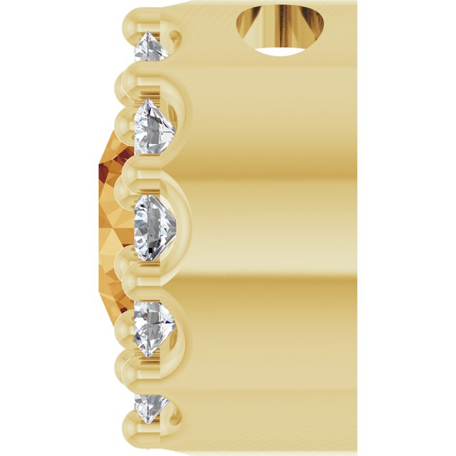 14K Yellow Natural Citrine & .08 CT Natural Diamond Halo-Style Pendant