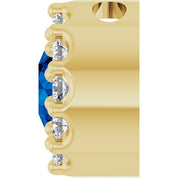 14K Yellow Lab-Grown Blue Sapphire & .08 CT Natural Diamond Halo-Style Pendant