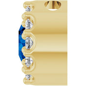 14K Yellow Natural Blue Sapphire & .08 CT Natural Diamond Halo-Style Pendant