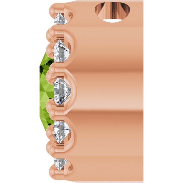 14K Rose Natural Peridot & .08 CT Natural Diamond Halo-Style Pendant