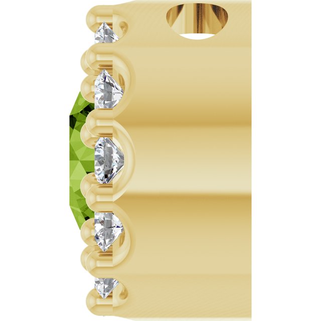 14K Yellow Natural Peridot & .08 CT Natural Diamond Halo-Style Pendant