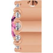 14K Rose Natural Pink Tourmaline & .08 CT Natural Diamond Halo-Style Pendant