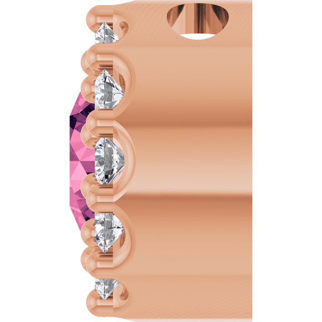 14K Rose Natural Pink Tourmaline & .08 CT Natural Diamond Halo-Style Pendant