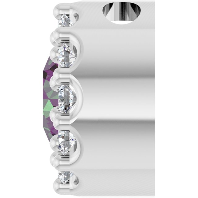 Platinum Lab-Grown Alexandrite & .08 CT Natural Diamond Halo-Style Pendant