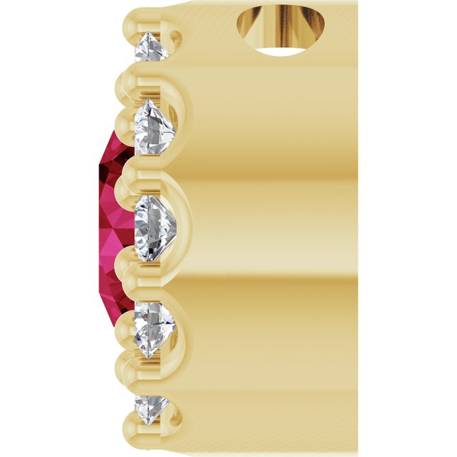 14K Yellow Natural Ruby & .08 CT Natural Diamond Halo-Style Pendant