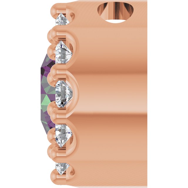 14K Rose Lab-Grown Alexandrite & .08 CT Natural Diamond Halo-Style Pendant