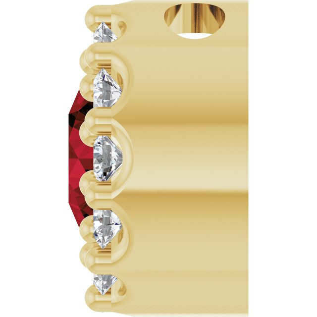 14K Yellow Natural Mozambique Garnet & .08 CT Natural Diamond Halo-Style Pendant