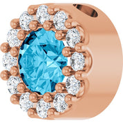 14K Rose Natural Aquamarine & .08 CT Natural Diamond Halo-Style Pendant