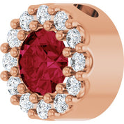 14K Rose Lab-Grown Ruby & .08 CT Natural Diamond Halo-Style Pendant