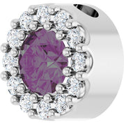 Sterling Silver Lab-Grown Alexandrite & .08 CT Natural Diamond Halo-Style Pendant